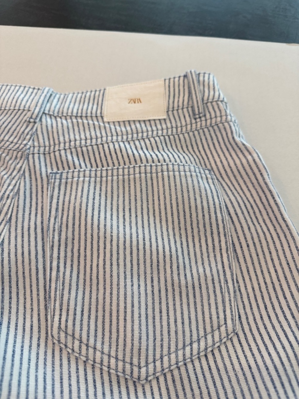 Zara Womens Blue & White Pinstripe Chinos - Picture 10 of 10